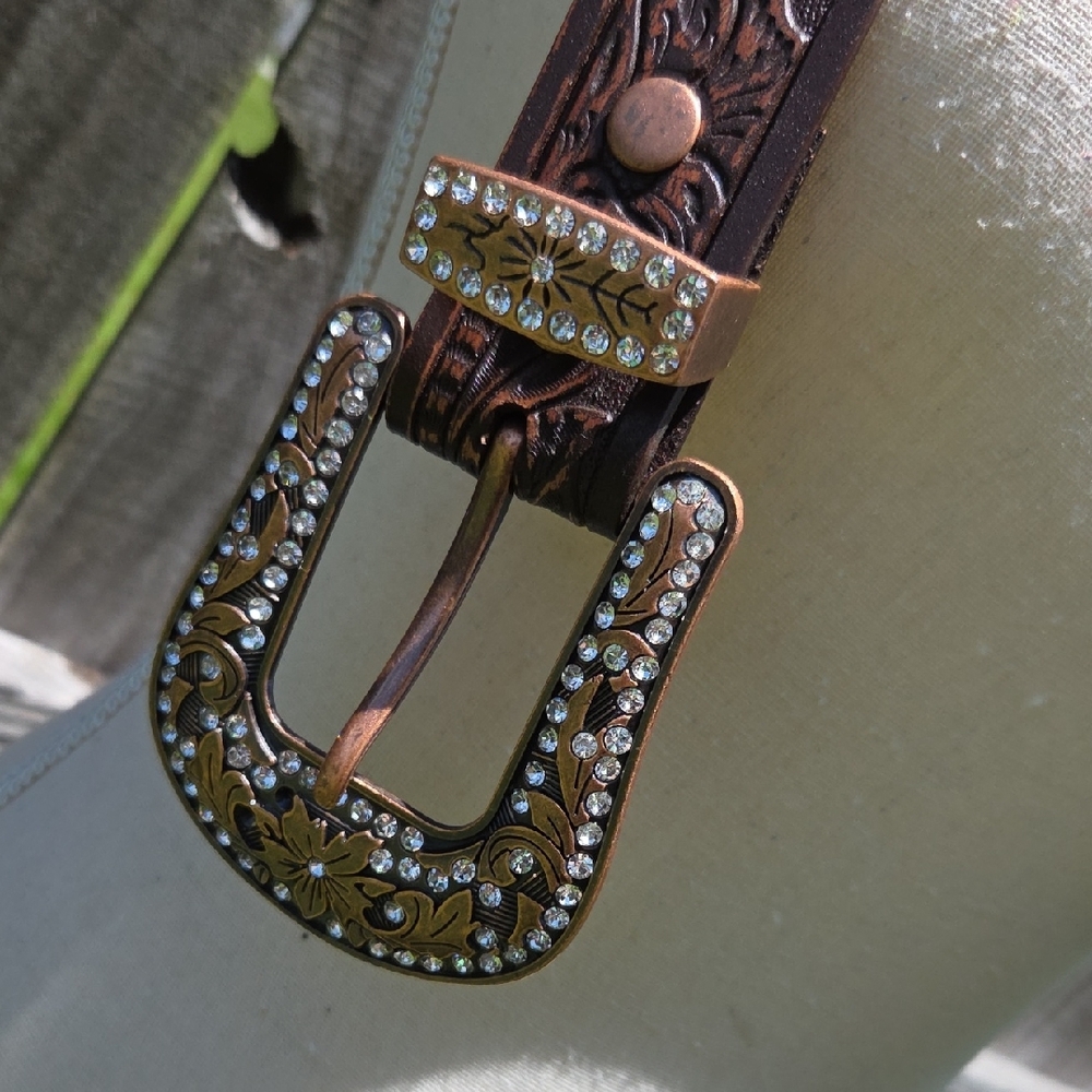Angel Ranch Brown Embellished Women's Belt - Picture 4 of 10